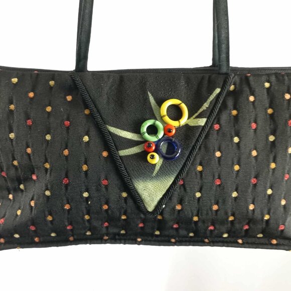 Black polka-dot embellished shoulder bag - Picture 2 of 9